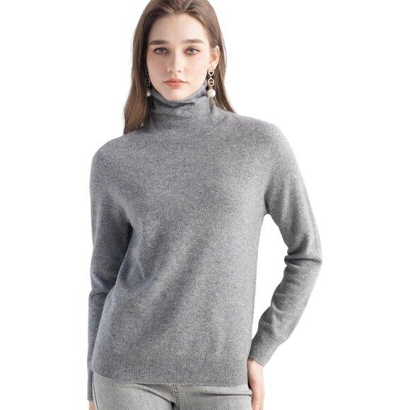 Women´s Cashmere Sweater Turtleneck Long Sleeve Soft...